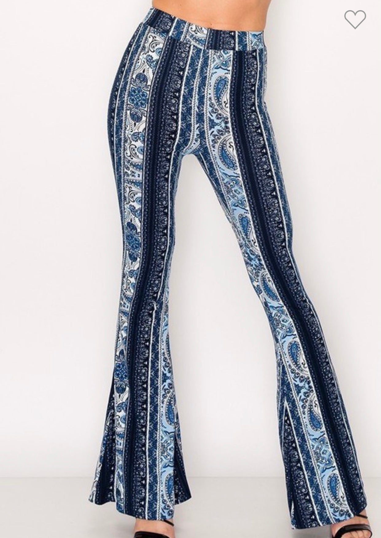 Navy Bell Bottom Paisley Pants