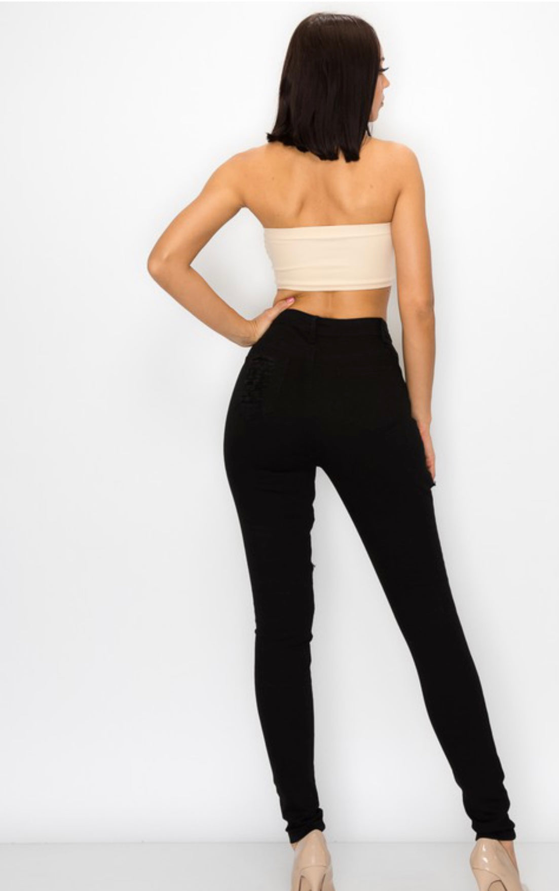 Black high waisted ripped skinny jeans