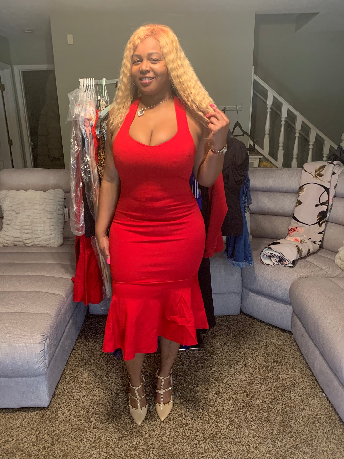 Darling Criss Cross Red Dress