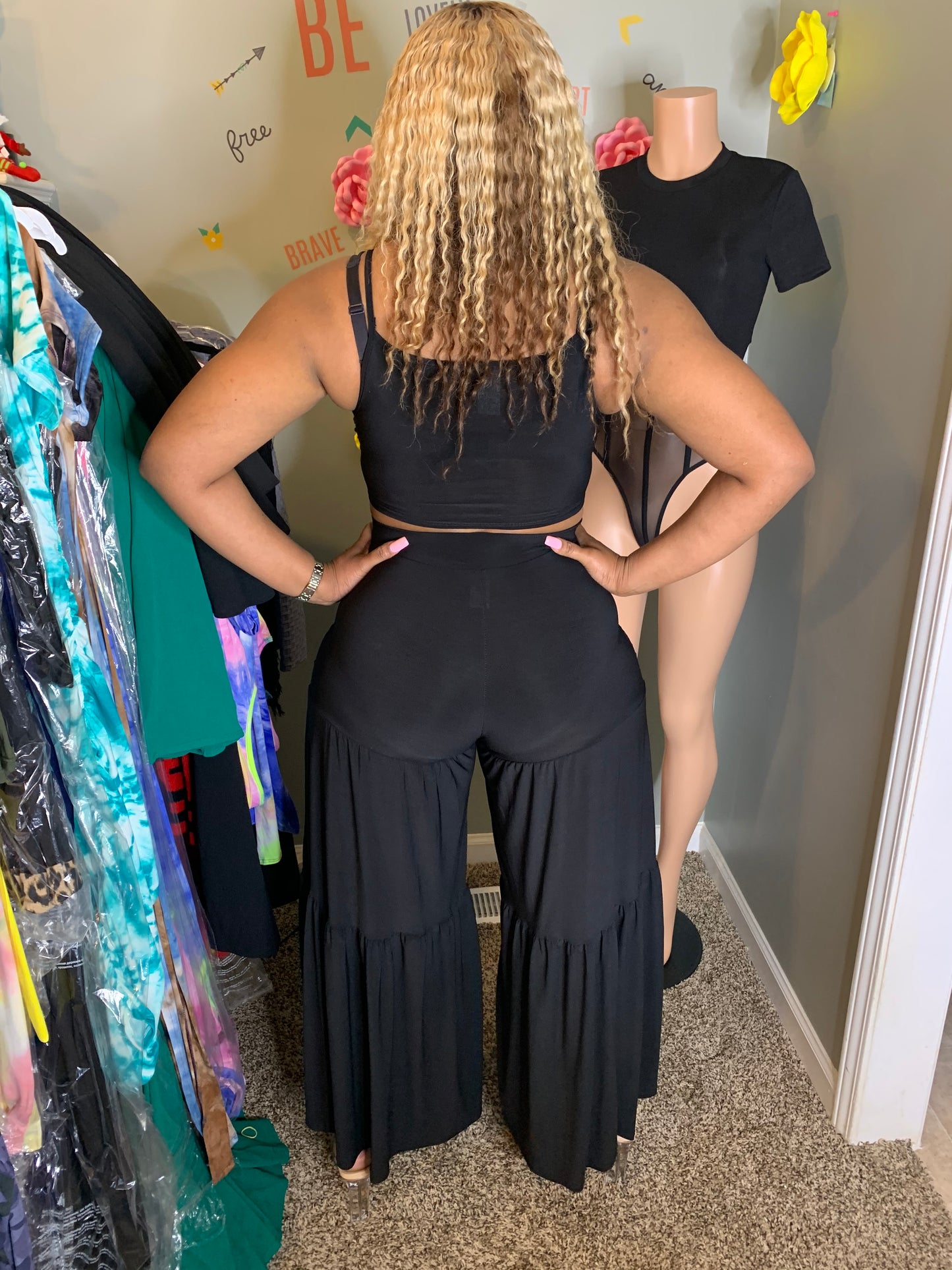 Lola 2 piece Black wide leg set