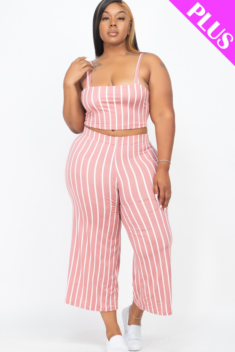 Striped cropped clearance wide leg pants